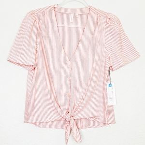 NWT TREASURE & BOND | Stripe Twill Tie Front Top